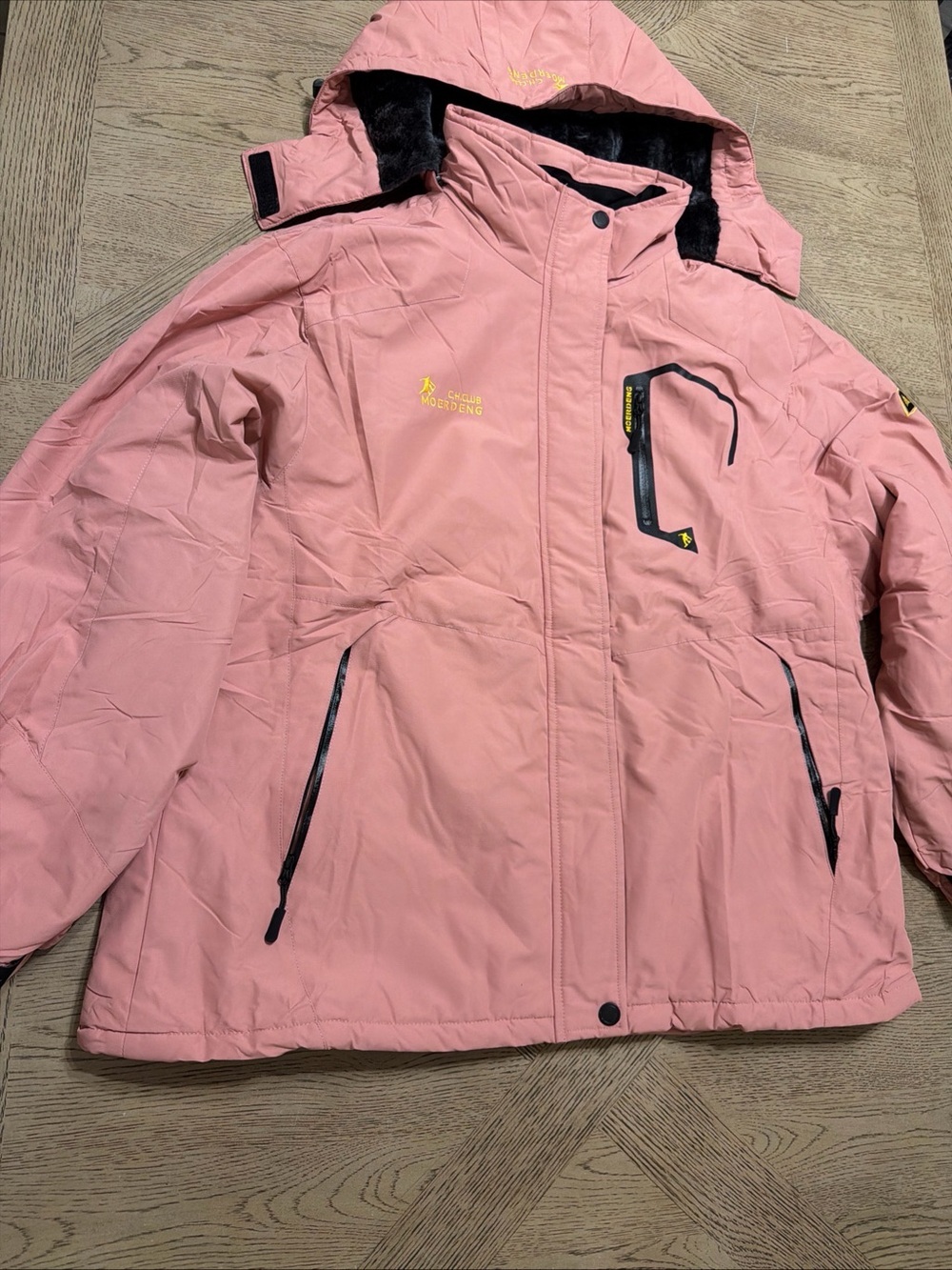 Moerdeng Ski Jacket Womens XXL Hooded Waterproof Winter Coat Snow Fleece Lined